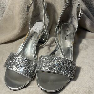 RAMPAGE Silver Glittery  low heels Sexy Women  sandals